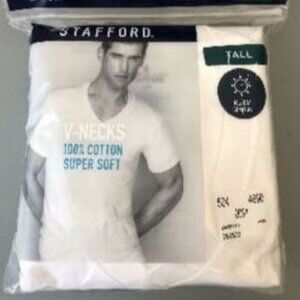 Stafford 4-Pack Men's Big & Tall 100% Cotton Ultra Soft V-Neck T-Shirts (TALL)